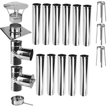 Edelstahl Schornstein Kamin Sanierung Bausatz einwandig Abgas Rauch Rohr Set EW6