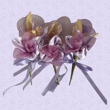 Bonboniere 6  Satinblumen für Hochzeit Kommunion Konfirmation für dragees cm 19