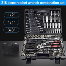 216tlg Steckschlüssel Satz Knarrenkasten Set Koffer Ratschen Kasten 1/4 3/8 1/2