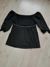 Gothic Top   Shirt Bluse Oberteil Empire Naht Chiffonärmel A-Linie schwarz M 38