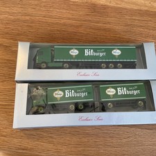 Herpa 1:87 H0 2x LKW Mercedes Benz MAN "Bitburger" Exclusiv Serie OVP