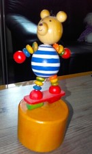 LEGLER SMALL FOOT TANZ BÄR ZIRKUS DRÜCKFIGUR HOLZ HANDARBEIT WACKELFIGUR WOOD