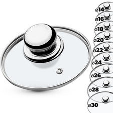 KADAX Glasdeckel mit Griff aus Stahl, Deckel für Topf, mit Dampfloch