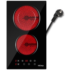 Elektrischer Keramikherd Doppel Einbau Kochplatte Touch Glas 2 Kochzonen schwarz