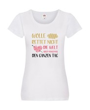 Wolle rettet den ganzen Tag | Wollknäuel | Stricknadel Damen Shirt Weiß