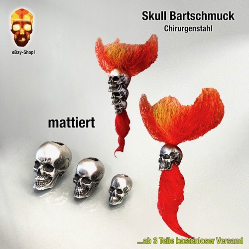 Skull bartschmuck edelstahl - bartschmuck,