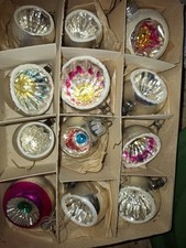 12 Weihnachtskugeln Christbaumschmuck Glaskugeln Antik Vintage Reflex Shabby