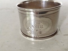 Servietten Ring geoschiert, 7-zackige Adelskrone Monogram K.M.B., Silber, 39g