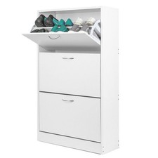 Schuschrank Schuhablage Schuhregal Schuhe Stauraum 3 Etagen Weiß 110x23,5x80cm