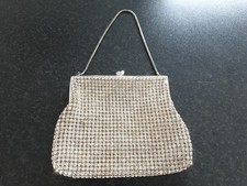Kleine Damen Handtasche Pailletten 14×16 Cm Silber Strass Abendtasche Clutch