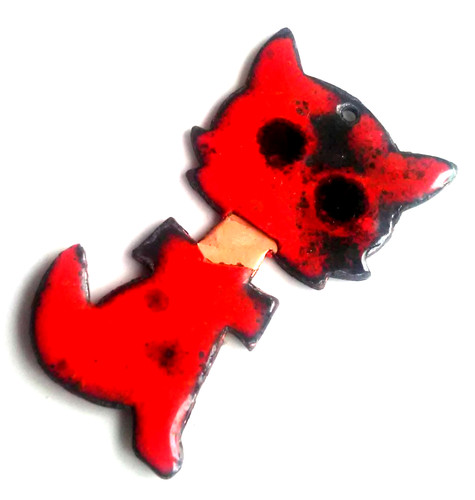 Emaille anhänger katze - emaille, mid