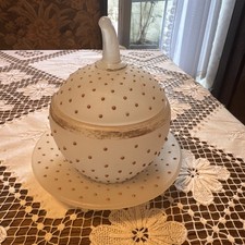 Antike Confiturier Opalinglas ornamentale Vergoldung Und Verzierung mit Punkten!