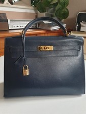 HERMES KELLY SELLIER BAG blau aus Epsom goldener Hardware und Stempel G