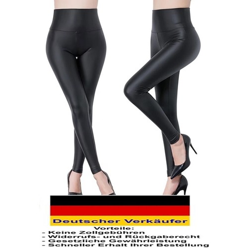 Damen leder optik leggings - leder,