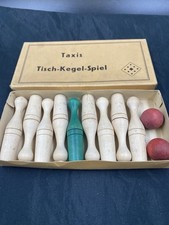 Taxis Tisch-Kegel-Spiel Tischspielzeug Holz Vintage 