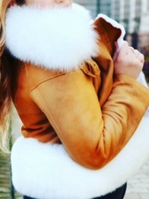 NEU Jacke aus Schaffel cognac / weiß Gr. 42