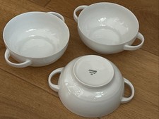 3x ARZBERG Suppentassen 421 Porzellan weiß schlicht alt 11,5 cm Rillen unten