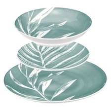 Geschirr-Set aus Porzellan für 6 Personen, Blätter-Muster, 18-teilig