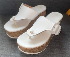 Zehentrenner, Flip Flops, Größe 35, Schuhe, weiß, Plateauschuhe, Kork