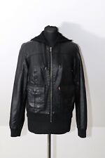 ° LEVI'S ° Kunstleder JACKE Gr. S / 36 38 schwarz Kapuze abnehmbar Lederimitat