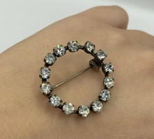 Antike Brosche Strass rund
