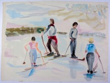 Ingeborg Babatz: Aquarell/Wasserfarbe signiert verso Nachlasstempel