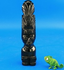Antike Maya Azteken Statue Onyx Obsidian Mexiko Krieger Kopf Stein Figur Massiv