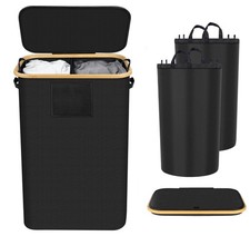 Wäschekorb mit Deckel 150L Extra Wäschesammler 2 Fächer Wäschesack Wäschebox DE