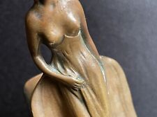 Jugendstil Bronze Weiblicher Halbakt Streichholzhalter Art Deco Antik 