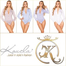 Body Shirt Hemd Koucla Sexy Business Bodybluse Langarm Gr. S/M/L/XL- Art. G 7717