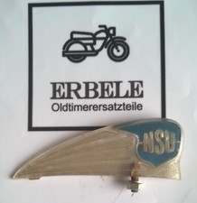 NSU Quickly Emblem, Wappenschild für Schutzblech. Länge ca. 85 mm aus Plastik.