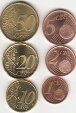 Euro Kursmünzen 2002, 1 bis