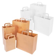Papiertüten mit Henkel Kraftpapier [Größe, Farbe & Menge wählbar] Papiertaschen