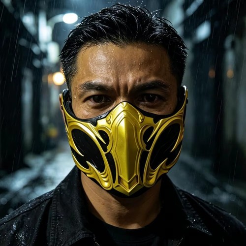 Gelbe ninja halbgesichtsmaske - ninja,