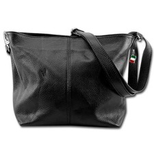 Florence Echtleder Schultertasche Damen schwarz Umhängetasche OTF829S
