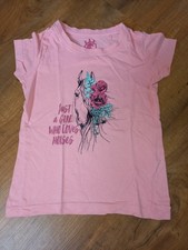 T-Shirt 122, rosa mit Pferd