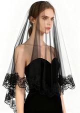Schleier Braut,Schwarz Spitze