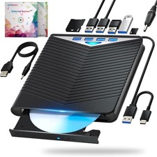 Externes Blu-ray Laufwerk DVD/BD/CD Brenner Player USB 3.0 und USB-C PC/Laptops