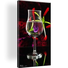Wein Glas Blume Bild Bilder Leinwand Keilrahmen Wandbild Kunstdruck