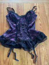 Corsage Cottelli Collection 80D schwarz violet Strasssteine