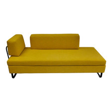 Swiss Plus Liege Singolo Stoff Faro Gelb Fuß Schwarz Mit Bettkasten