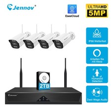 WLAN Funk Video Überwachungssystem mit Speicher 10CH NVR 5MP IP Kamera Set Außen