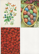 83/501 AK GRUßKARTE HIBISKUSZWEIGE BEERENFRÜCHTE+ SORBISCHE OSTEREIER+ HIMBEEREN