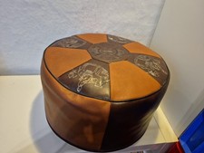 Sitzhocker Hocker rund Pouf Sitzkissen Bodenkissen Vintage 60er 70er Kamel Alt