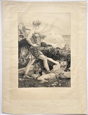 Max Klinger, "Zeit und Ruhm", Kupferstich, handsigniert und gewidmet