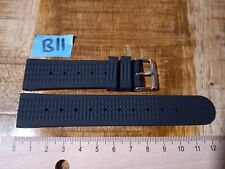 1x 22mm Uhrenarmband Vintage Diver Waffle Strap Silikon Waffellook schwarz B11