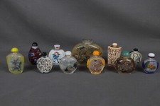 11x Schnupftabakflasche chinesisch asiatisch Glas bemalt graviert Bixl