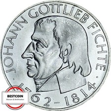 J393  5 DM Gedenkmünze Johann G. Fichte von 1964 J in STG-  2753