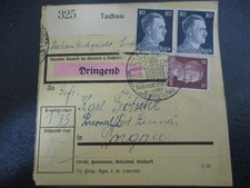 #2479 Paketkarte aus TACHAU / Tachov an Personal Forst Zinna, Torgau