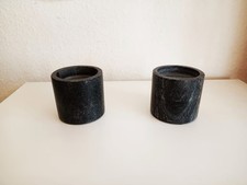 2 Kerzenständer Kerzenhalter Teelichthalter Schwarz Marmor NEU